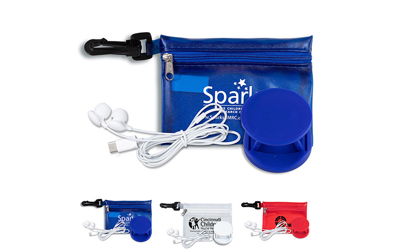 Tech Car Accessory Kit In Translucent Carabiner Zipper Pouch